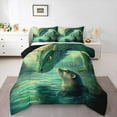 thumbnail image 1 of Manfei Animal Dragon 3 Pieces Queen Comforter Set,Animal Otter Ultra Soft Bedding Sets,Green Grey Bedding Comforter Set,Ultra Soft Wildlife Home Decor,Reversible, 1 of 8