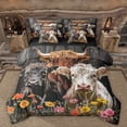 thumbnail image 1 of Manfei Animal Highland Cattle Bedding Comforter Set 7pcs for Female Men Women,Rustic Farmhouse Queen Bedding Sets Super Cozy,Chic Floral Flowers Queen Sheet Sets,Super Cozy Room Decor,Reversible, 1 of 8