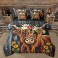 thumbnail image 1 of Manfei Animal Highland Cattle Twin Bedding Sets 7-Piece for Female Men Women,Rustic Farmhouse Bedding Comforter Set Microfiber,Chic Floral Flowers Breathable Sheet Sets,Super Cozy Room Decor, 1 of 8