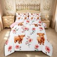 thumbnail image 1 of Manfei Animal Highland Cow King Size Comforter Sets 3pcs,Kawaii Flowers Comforters King Size,Cartoon,1 Comforter and 2 Pillowcases,Reversible, 1 of 6