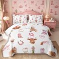 thumbnail image 1 of Manfei Animal Highland Cow Quilt King 3 Pieces,Western Cowgirl King Coverlet Set,Khaki Pink White,1 Bedspread and 2 Pillowcases, 1 of 7