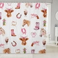 thumbnail image 1 of Manfei Animal Highland Cow Shower Curtain 72Wx84L,Western Cowgirl Bathroom Shower Curtain,Khaki Pink White, 1 of 6