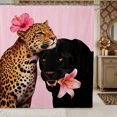 thumbnail image 1 of Manfei Animal Leopard Shower Curtain 72Wx72L,Tropical Flowers Bathroom Curtain, 1 of 6