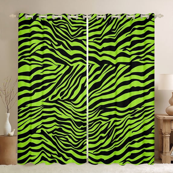 Manfei Animal Print Black Out Curtains,Zebra Print Curtains Pack of 2 (42x63 Each),Abstract Stripes Bedroom Curtains,Wildlife Bedroom Decoration
