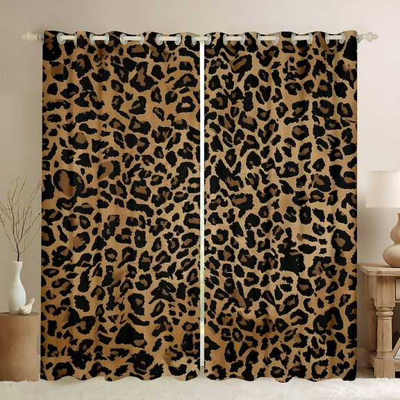 Manfei Animal Print Blackout Curtains Set of 2 (52x84 Each),Cheetah Print Window Curtains,Abstract Wildlife Curtains and Drapes,Leopard Room Decoration