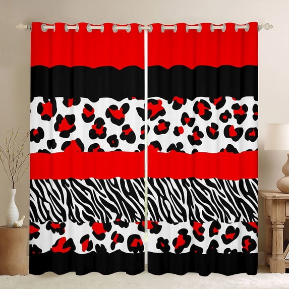 Manfei Animal Print Patchwork Blackout Curtains Set of 2 (52x84 Each) for Teens Boys Girls,Animal Leopard Zebra Window Curtains,Geometric Stripes Curtains and Drapes,Luxury Bedroom Decor