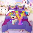 thumbnail image 1 of Manfei Animal Unicorn 2pcs Bedding Comforter Set,Rainbow Initial Twin Comforter Sets,Starry Sky Breathable Bedding Set,Breathable Flower Room Decoration,Reversible, 1 of 8