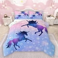 thumbnail image 1 of Manfei Animal Unicorn Bedding Comforter Set 2pcs for Girls Female,Dreamy Princess Twin Comforter Sets Microfiber,Gradient Galaxy Universe Breathable Bedding Set,Microfiber Bedroom Decor,Reversible, 1 of 8