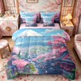 thumbnail image 1 of Manfei Anime Fuji Bedding Comforter Set for Girls, Cherry Town King Bedding Sets, Pink Blue White, Pink Reversible7 Pieces, 1 of 6