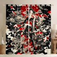 thumbnail image 1 of Manfei Anime Geisha Koi Black Out Curtains for Girls, Red Sun Cloud Curtains Pack of 2 (42x63 Each), Black Red White, 1 of 6