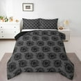 thumbnail image 1 of Manfei Anniversary Rose Print Full Size Comforter Sets, Black Grey Bedding Comforter Set, Vintage Flower Floral Reversible Bedding Sets, Breathable Home Decor, 3pcs, 1 of 8
