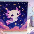 thumbnail image 1 of Manfei Aquatic Axolotl Shower Curtain 72Wx78L,Watercolor Animals Pattern Bath Curtain, 1 of 5