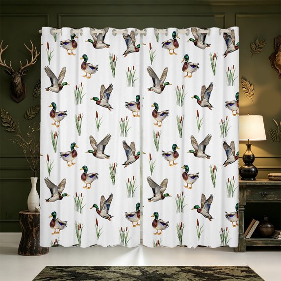Manfei Aquatic Bird Pattern Blackout Curtains,Farmhouse Cabin Window Curtains Pack of 2 (38x45 Each)