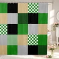 thumbnail image 1 of Manfei Art Plaid Shower Curtain 72Wx72L,Abstract Grid Bathroom Curtain,Green Yellow, 1 of 5