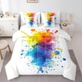 thumbnail image 1 of Manfei Art Watercolor Bedding Comforter Set 7pcs for Kid, Colorful Splash Splatter Queen Bedding Sets, Modern Fashion Abstract Reversible Queen Sheet Sets, Breathable Home Decor, 1 of 7