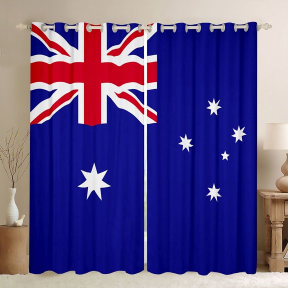 Manfei Australia Flag Kitchen Curtains,Vintage National Black Out Curtains Pack of 2 (42x63 Each),Blue Red White