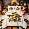 thumbnail image 1 of Manfei Autumn Checkered Pumpkin Full Size Comforter Sets 3-Piece, Halloween Rustic Sunflower Flower Bedding Comforter Set, Orange Green White,Reversible,1 Comforter and 2 Pillowcases, 1 of 6