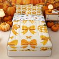 thumbnail image 1 of Manfei Autumn Fall Pumpkin Zipper Twin Comforter Sets with Fitted Sheet and 2 Pillowcases for Girls, Cartoon Orange Gingham Bow Zipper Bedding Set, Halloween Reversible, 4pcs, 1 of 6
