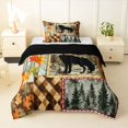 thumbnail image 1 of Manfei Autumn Leaf Plaid Twin Comforter Sets,Cartoon Wolf Bedding Set,Brown,Black Reversible,2-Piece,1 Comforter and 1 Pillowcase, 1 of 7