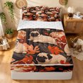 thumbnail image 1 of Manfei Autumn Pug Zipper Full Size Comforter Sets with Fitted Sheet and 2 Pillowcases, Fall Maple Leaf Zipper Bedding Set, Orange Beige, Reversible, 4-Piece, 1 of 7