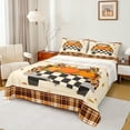 thumbnail image 1 of Manfei Autumn Rustic Pumpkin Queen Sheet Sets,Leopard Print Car Flat Sheet,Orange Brown Beige Queen Fitted Sheet For Teens,Luxury Bedroom Decor,4 Pieces, 1 of 7