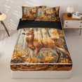 thumbnail image 1 of Manfei Autumn Woodland Buck Zipper Twin Comforter Sets with Fitted Sheet and 2 Pillowcases,Rust Check Zipper Bedding Set,Orange Brown,Black Reversible,4pcs, 1 of 8