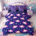thumbnail image 1 of Manfei Axolotl Amphibian Print 7-Piece Twin Bedding,3D Printed Salamander Bedding Comforter Set,Navy Blue Reversible, 1 of 7