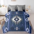 thumbnail image 1 of Manfei Aztec Bedding Comforter Set 7-Piece,Boho Bohemain Print Full Bedding Set,Bule Retro Geometry Fitted Sheet Flat Sheet,Ultra Soft Bedroom Decor Reversible, 1 of 7