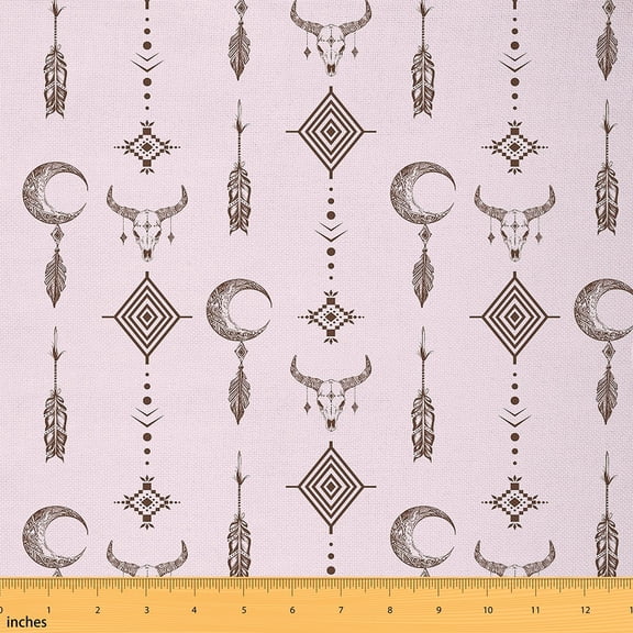 Manfei Aztec Dream Catcher Fabric by the Yard (1 Yard), Rustic Farmhouse Decorative Fabric by the Yard, Exotic Tribal Style Sewing & Crafting Fabric, Luxury Living Room Decoration