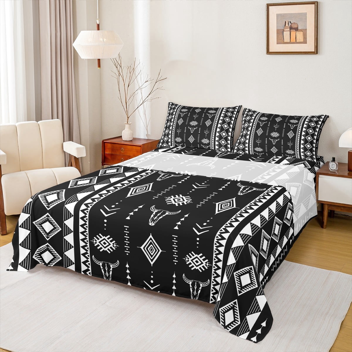 Feelyou Aztec Full Size Sheets for Adult, Rustic Animal Skull Bed ...