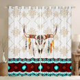 thumbnail image 1 of Manfei Aztec Geometric Kitchen Curtains, Boho Cow Skull Print Black Out Curtains Pack of 2 (42x63 Each), Orange Black, 1 of 6