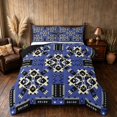 thumbnail image 1 of Manfei Aztec Tribal Full Size Comforter Sets, Geometric Diamond Bedding Comforter Set, Blue Black, Black Reversible 3pcs, 1 Comforter and 2 Pillowcases, 1 of 6