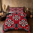 thumbnail image 1 of Manfei Aztec Tribal Full Size Comforter Sets, Geometric Diamond Bedding Comforter Set, Red Black Cream, Black Reversible 3 Pieces, 1 Comforter and 2 Pillowcases, 1 of 6