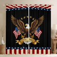 thumbnail image 1 of Manfei Bald Eagle Us Flag Kitchen Curtains,Red Stripes Black Out Curtains Pack of 2 (42x63 Each),Black, 1 of 7