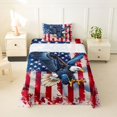 thumbnail image 1 of Manfei Bald Eagle Usa Flag Twin Sheets,Red White Stripes Bedding,3pcs,1 Fitted Sheet and 1 Pillowcase, 1 of 6