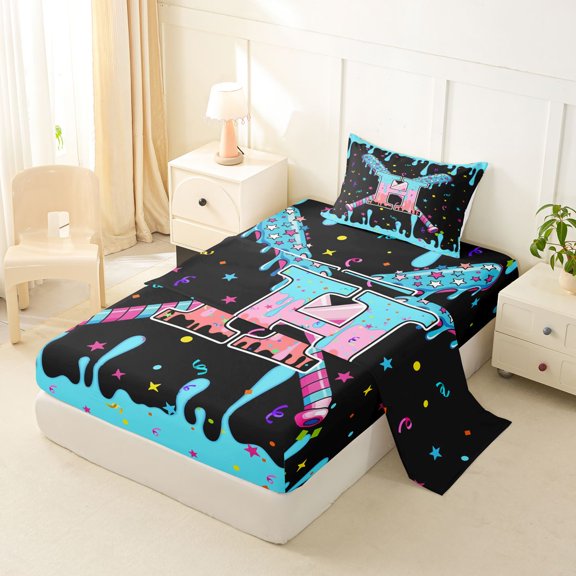 Manfei Ball Games Twin Sheet Sets,Letter H Print Bedding For Baseball Gamer 3pcs