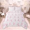 thumbnail image 1 of Manfei Ballet Girl Queen Comforter Set, Ballerina Silhouette Bedding Sets, Sparkle Stars Bedding Comforter Set, Pink Home Decor Reversible 3-Piece, 1 of 8