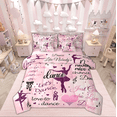 thumbnail image 1 of Manfei Ballet Princess Bedding Full Size, Positive Words Bedding Sets Full Size, Cartoon Theme Reversible Comforter Sets with Sheets, Lightweight Room Decorative, 7pcs, 1 of 6