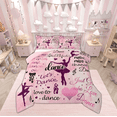 thumbnail image 1 of Manfei Ballet Princess Bedding Queen Comforter Set, Positive Words Down Comforter, Cartoon Theme Reversible Duvet Insert, Lightweight Room Decorative, 3pcs, 1 of 8