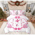 thumbnail image 1 of Manfei Ballet Princess Twin Bedding Sets 7-Piece for Kids, Pink Dreamy Bowknot Bedding Comforter Set, Merry Christmas Reversible Sheet Sets, Lightweight Room Decor, 1 of 7