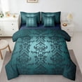 thumbnail image 1 of Manfei Baroque Floral 7-Piece Bedding Comforter Set,Damask Flower Print King Bedding Sets,Cyan Black Bed Sheets For Adults,Ultra Soft Bedroom Decoration Reversible, 1 of 8