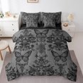thumbnail image 1 of Manfei Baroque Gothic Theme Bedding Comforter Set 7 Pieces,Damask Print King Bedding Sets,Black Gray Butterfly Bed Sheets For Adults,Ultra Soft Bedroom Decoration Reversible, 1 of 7