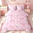 thumbnail image 1 of Manfei Baseball Ball Games 7pcs Queen Bedding,Cute Ribbon Bowtie Bedding Comforter Set Queen,Pink Reversible, 1 of 7