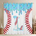 thumbnail image 1 of Manfei Baseball Initial L Curtains Pack of 2 (42x84 Each),Ice Cream Curtains Blackout, 1 of 5