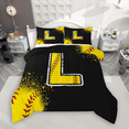 thumbnail image 1 of Manfei Baseball Print Full Size Comforter Sets 3-Piece for Boys Girls, Sport Monogrammed Bedding Comforter Set, Personalized Letter L Bedding Sets, Super Cozy Room Decor, 1 of 8