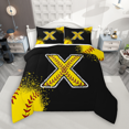 thumbnail image 1 of Manfei Baseball Print Queen Comforter Set 3 Pieces for Boys Girls, Sport Monogrammed Bedding Sets, Personalized Letter X Bedding Comforter Set, Super Cozy Room Decor, 1 of 8