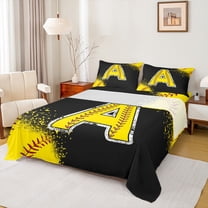 Manfei Baseball Initial A Twin 3-Piece Sheet Set