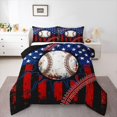 thumbnail image 1 of Manfei Baseball Queen Comforter Set,Rustic Usa Flag Comforter Sets Queen,Red Black Stripes Decor,Black Reversible,3pcs,1 Comforter and 2 Pillowcases, 1 of 7