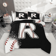 thumbnail image 1 of Manfei Baseball Sport Bedding Comforter Set 2pcs for Kids Teens, Black White Twin Comforter Sets, Monogrammed Letter R Bedding Set, Breathable Home Decor, 1 of 8
