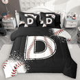 thumbnail image 1 of Manfei Baseball Sport Bedding Comforter Set 7pcs for Kids Teens, Black White King Bedding Sets, Monogrammed Letter D Bed Sheets, Super Cozy Room Decor, 1 of 8